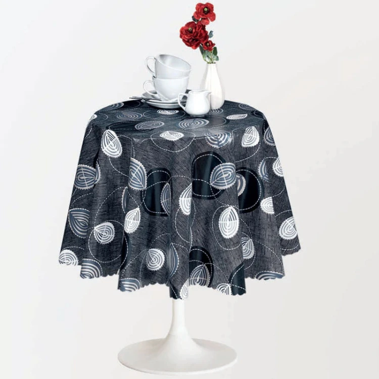 Cerata w rolce FLO-1257-02 białe spirale na graficie – aranżacja stołu