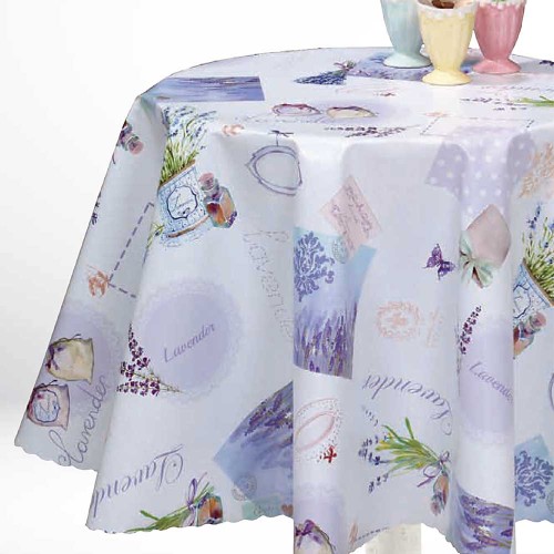 Cerata w rolce FLO-1038-01 lawendowe bukiety w patchworku – wzór na obrusie