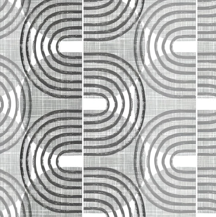 Cerata w rolce MIR-206D czarno-szare geometryczne łuki – zbliżenie wzoru