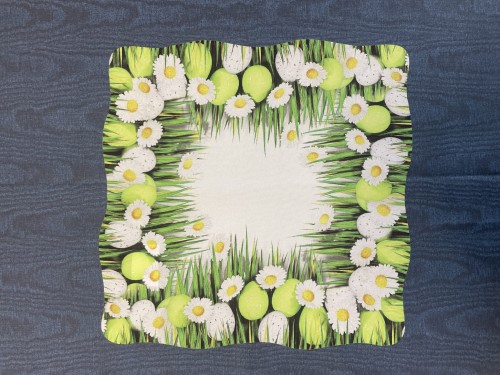 Serwetka - Wielkanoc stokrotki, pisanki 30x30 cm – widok całości