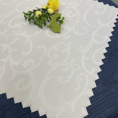 Biała serwetka plamoodporna 40 × 40 cm ze spiralnym wzorem – widok całości