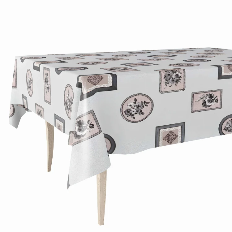 Cerata w rolce FLO-1693-03 szare kwiaty w ramkach – widok produktu