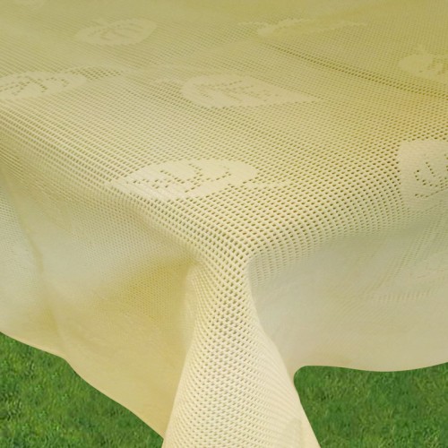 Żółty obrus ogrodowy CAPRI Leaves 110 × 160 cm z lamówką – widok całości