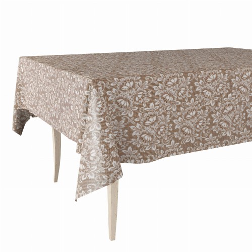 Cerata w rolce FLO-1142-02 białe kwiaty na beżu – aranżacja stołu
