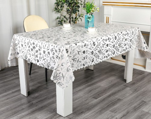 Cerata w rolce Glitter 7161B szare kwiaty i gałązki – widok jadalni