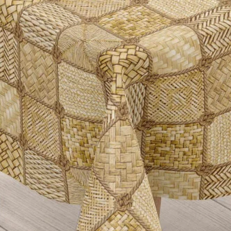 Cerata w rolce MIR-159A beżowy patchwork plecionych kwadratów – aranżacja na stole