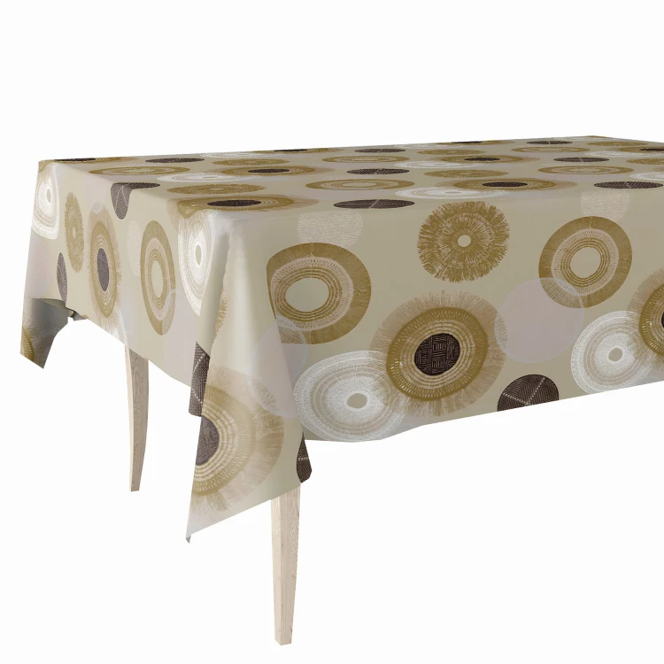 Cerata w rolce MOD-6300-03 beżowo-brązowe geometryczne rozety – aranżacja na stole