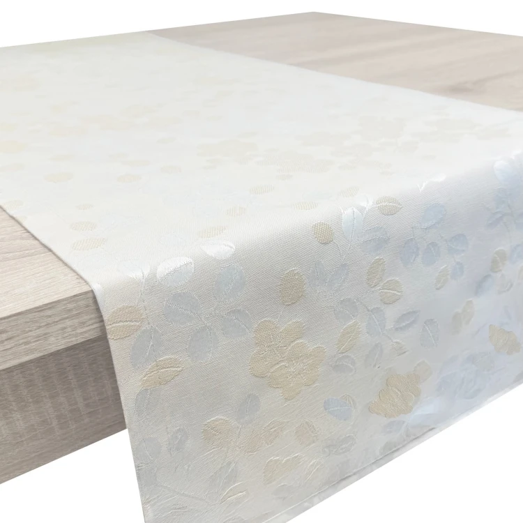 Bieżnik dekoracyjny Chic &amp; Simple 40 × 160 cm (krem listki) – widok całości