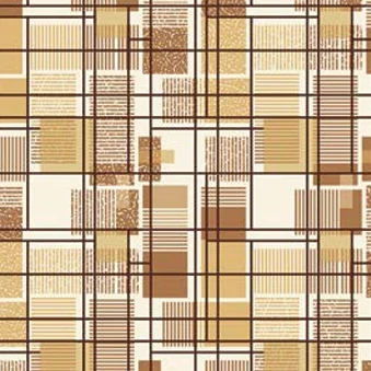 Cerata w rolce FLO-1761-02 beżowo-brązowa geometryczna kratka – zbliżenie wzoru