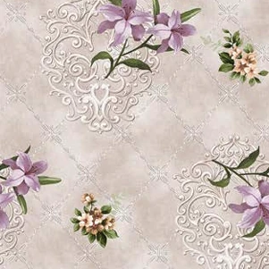 Cerata w rolce FLO-1766-04 liliowe kwiaty i ornamenty – zbliżenie wzoru