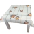 Obrus plamoodporny 75 × 75 cm w słoneczniki i cienką kratę – widok na stole