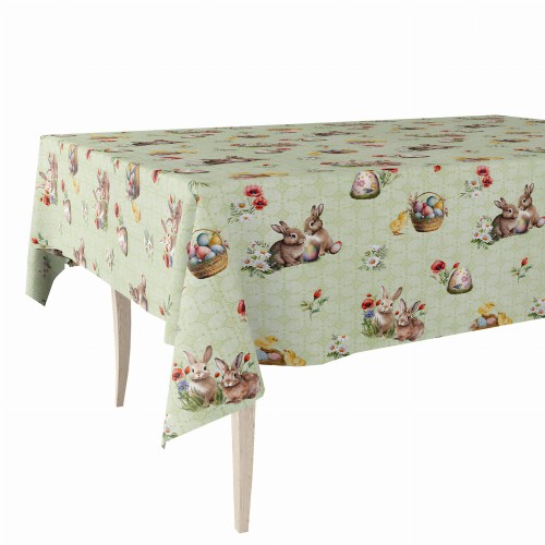 Cerata w rolce FLO-1747-02 zajączki, pisanki, zielone tło – aranżacja na stole