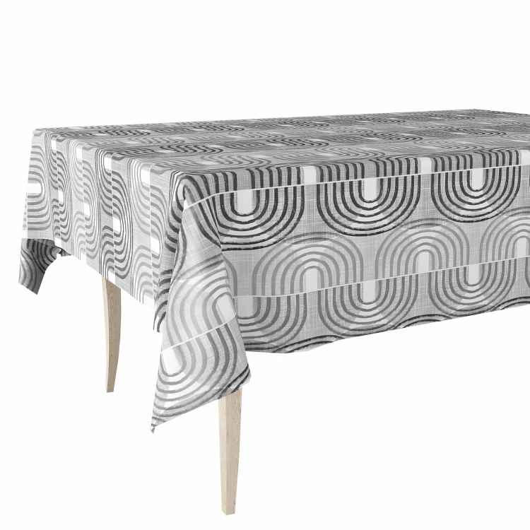 Cerata w rolce MIR-206D czarno-szare geometryczne łuki – aranżacja na stole
