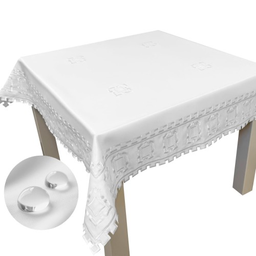 Obrus haftowany ATENA 1499 (biały) 85 × 85 cm – widok całości