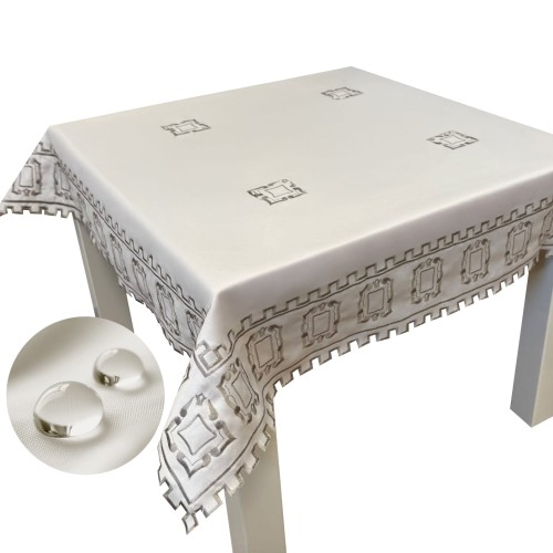 Obrus haftowany ATENA 1499 (beż) 85 × 85 cm – widok całości