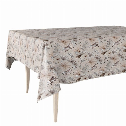 Cerata w rolce MOD-6343-02 beżowo-szare kwiaty i liście – aranżacja na stole