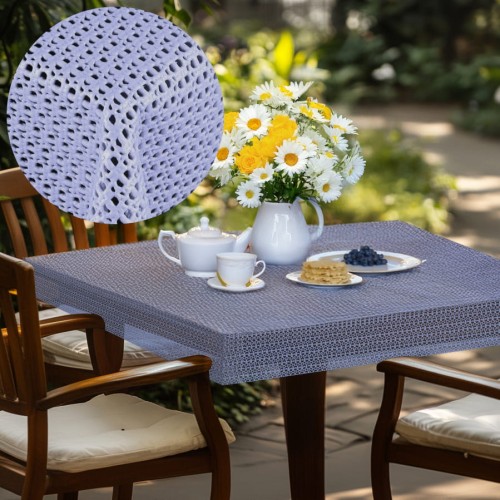 Obrus ogrodowy RUSTIKAL bez frędzli, lawendowy, 125 × 155 cm – widok całości