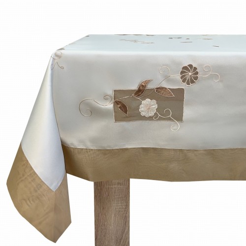 Obrus haftowany brązowe kwiaty 130x180 – widok całości