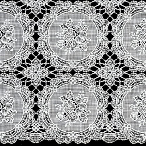 Koronka Dia Lace biała 50 cm L-5001 koronkowe medaliony z różami – pełny wzór