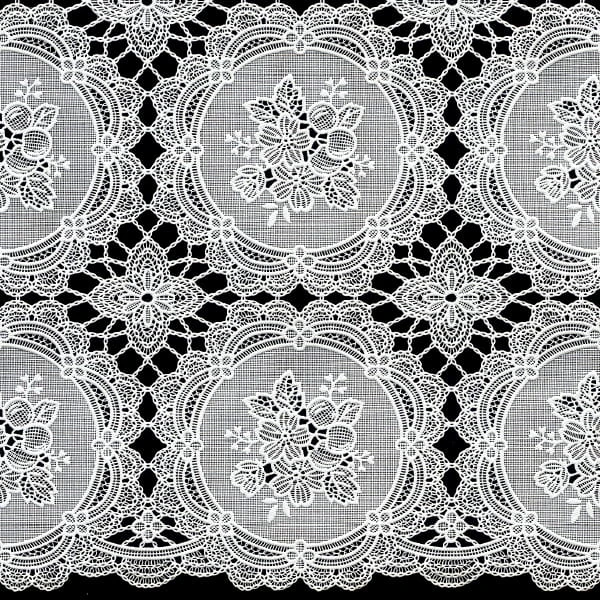 Koronka Dia Lace biała 50 cm L-5001 koronkowe medaliony z różami – pełny wzór