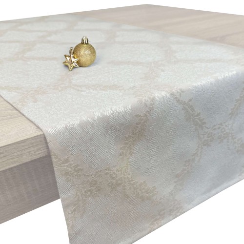 Bieżnik dekoracyjny Chic &amp; Simple 40 × 160 cm (beż wianek) – widok w aranżacji na stole