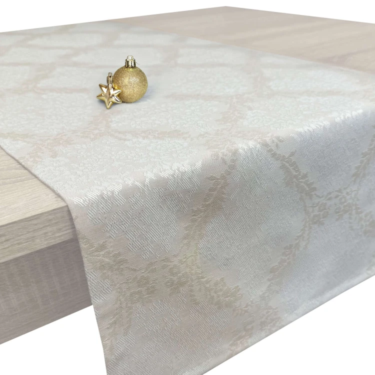 Bieżnik dekoracyjny Chic &amp; Simple 40 × 160 cm (beż wianek) – widok w aranżacji na stole