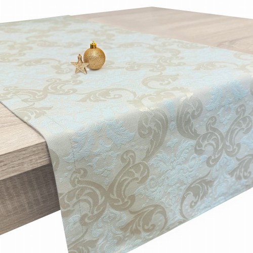 Beżowy bieżnik dekoracyjny Chic&amp;Simple 40 × 160 cm we wzór ornamentowy – widok całości
