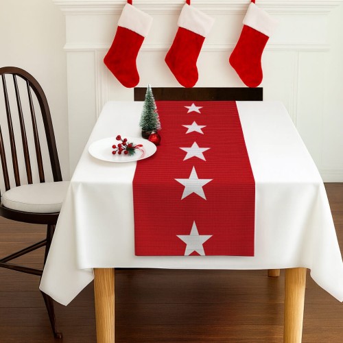 Czerwony bieżnik świąteczny MIAMI 40 × 150 cm w gwiazdy – widok całości