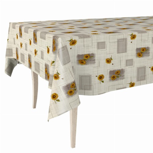 Cerata w rolce FLO-1032-02 – słoneczniki w geometrycznych ramkach, aranżacja na stole