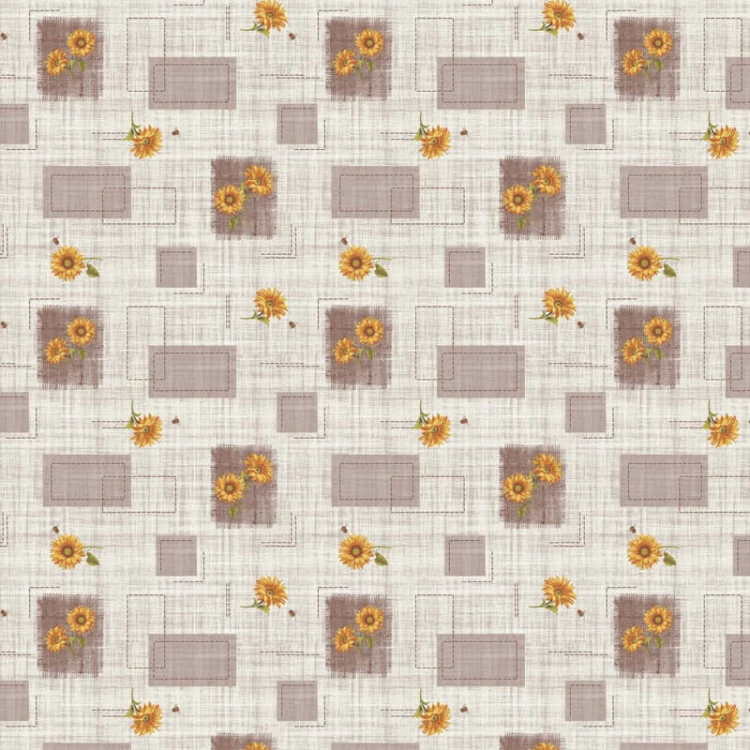 Cerata w rolce FLO-1032-02 – słoneczniki w geometrycznych ramkach, zbliżenie wzoru