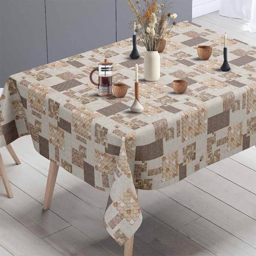 Cerata w rolce MIR-175A – beżowo-brązowy patchwork geometryczny, aranżacja