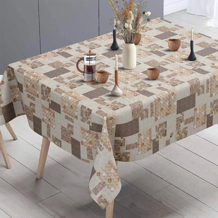 Cerata w rolce MIR-175A – beżowo-brązowy patchwork geometryczny, aranżacja