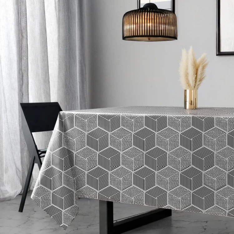 Cerata w rolce Glitter 6707D czarno-białe geometryczne kostki – aranżacja we wnętrzu