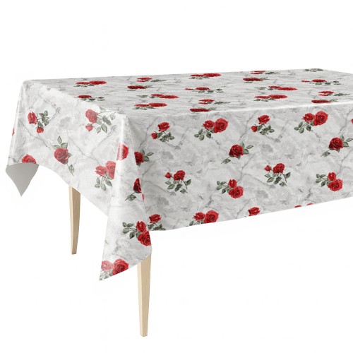 Cerata w rolce FLO-1806-01 – czerwone róże na marmurze, aranżacja