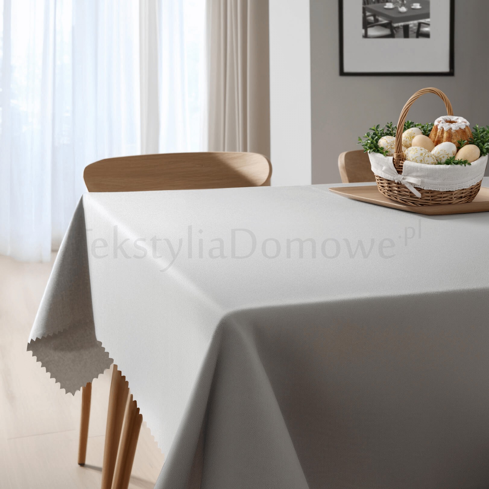 Obrus szary plamoodporny poliester gładki WN