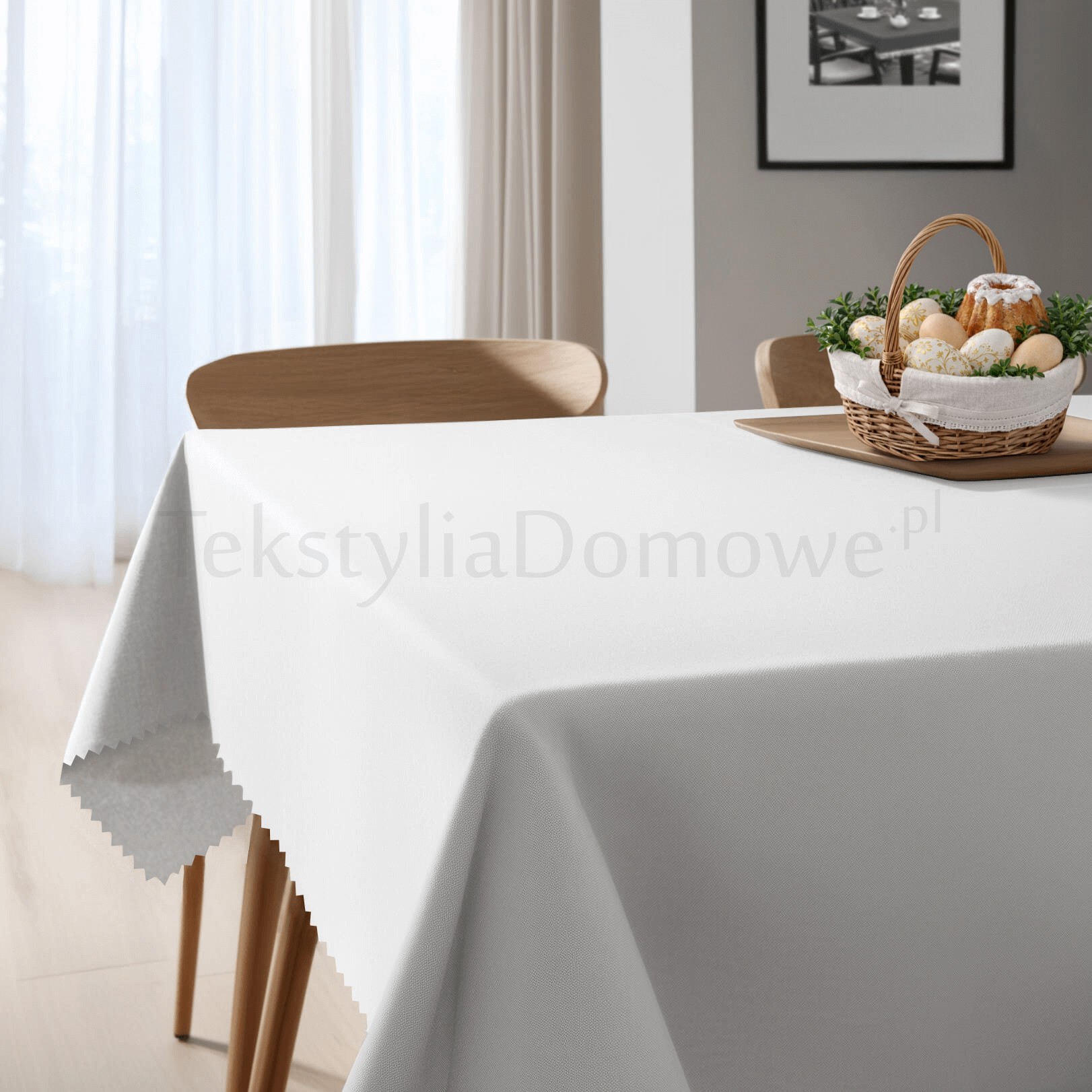 Obrus biały plamoodporny poliester gładki WN