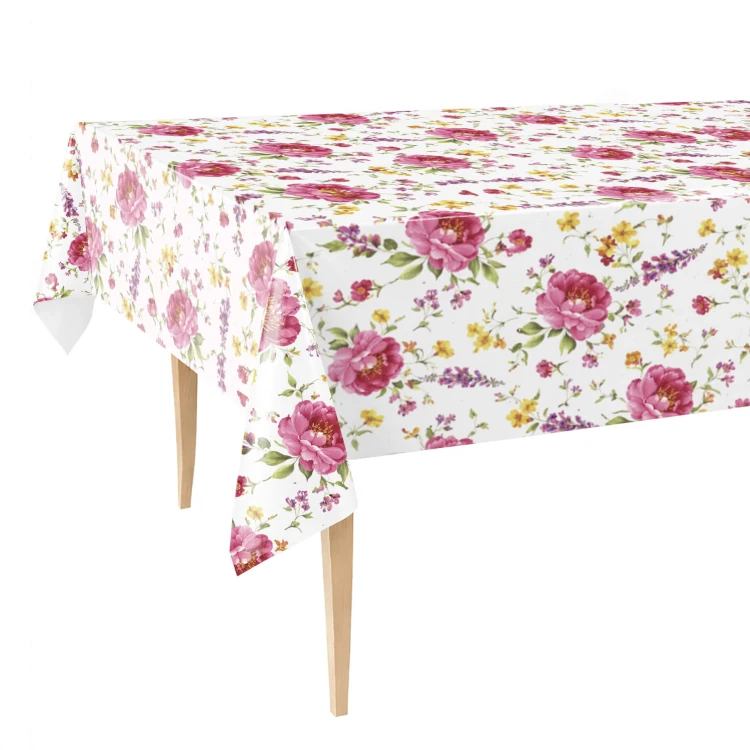Cerata w rolce MIM-806-9 – różowe peonie i lawenda na białym tle