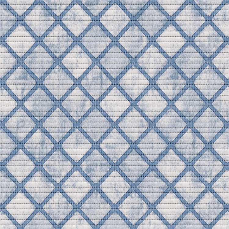 Mata łazienkowa 79835 niebieska w geometryczne romby – zbliżenie faktury