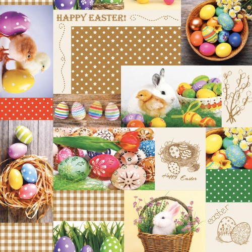 Cerata w rolce DEK-28B – wielkanocny patchwork z pisankami, zbliżenie wzoru