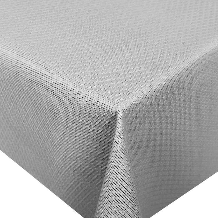 Obrus ogrodowy MILANO, szary, owalny 160 × 210 cm – zbliżenie brzegu i faktury