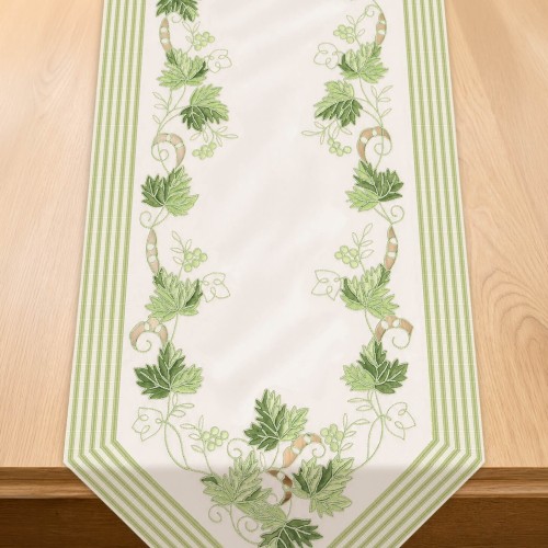 Bieżnik Salsa 40 × 140 cm zielone liście – widok całości