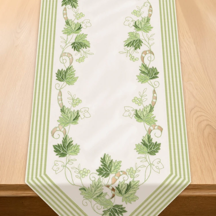 Bieżnik Salsa 40 × 140 cm zielone liście – widok całości