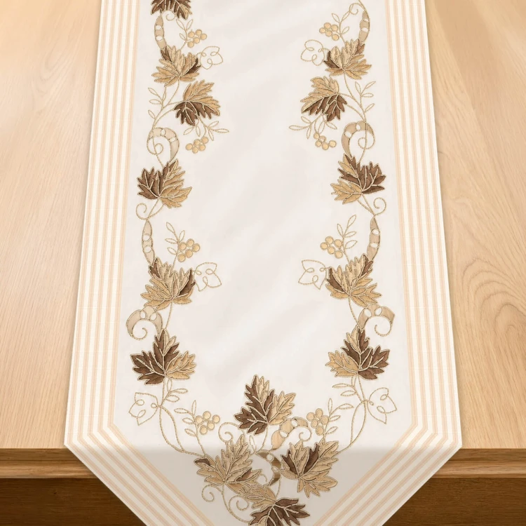 Bieżnik Salsa 40 × 140 cm brązowe liście – widok całości