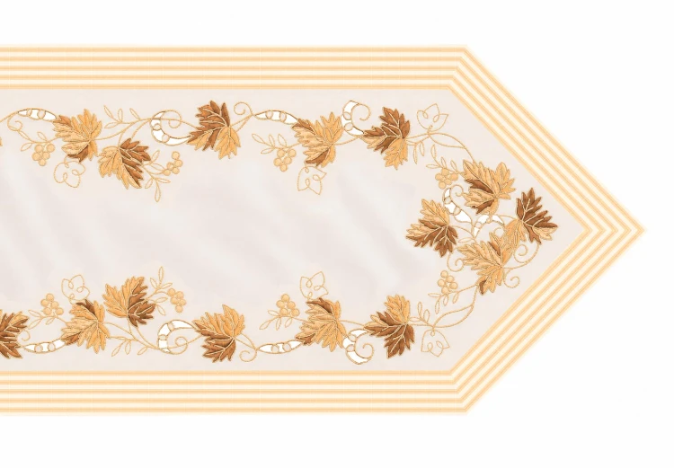 Bieżnik Salsa 40 × 140 cm złote liście – zbliżenie wykończenia brzegu