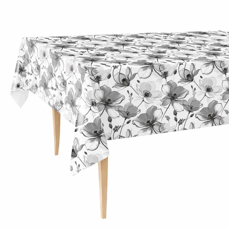 Cerata w rolce HDE-7321C – czarno-białe kwiaty na stole