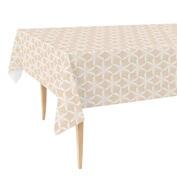 Cerata w rolce Glitter 7541C – beżowo-białe geometryczne rozety na stole