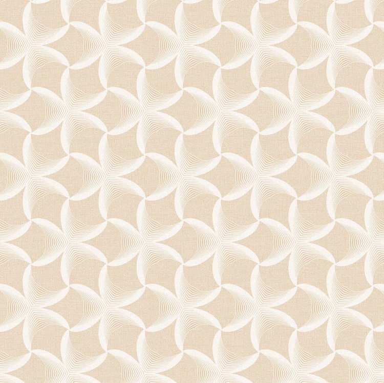 Cerata w rolce Glitter 7541C – beżowo-białe geometryczne rozety, zbliżenie wzoru