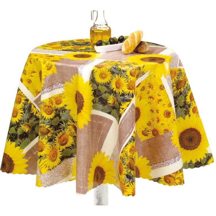 Cerata w rolce FLO-1045-00 żółte słoneczniki w patchworku – na okrągłym stole