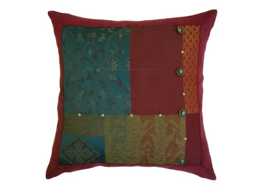 Poszewka TEXAS F6-876 w czerwono-turkusowy patchwork – widok całości