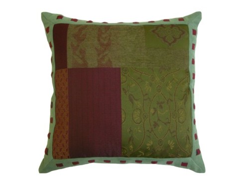 Poszewka TEXAS F6-869 w zielono-bordowy patchwork – widok całości
